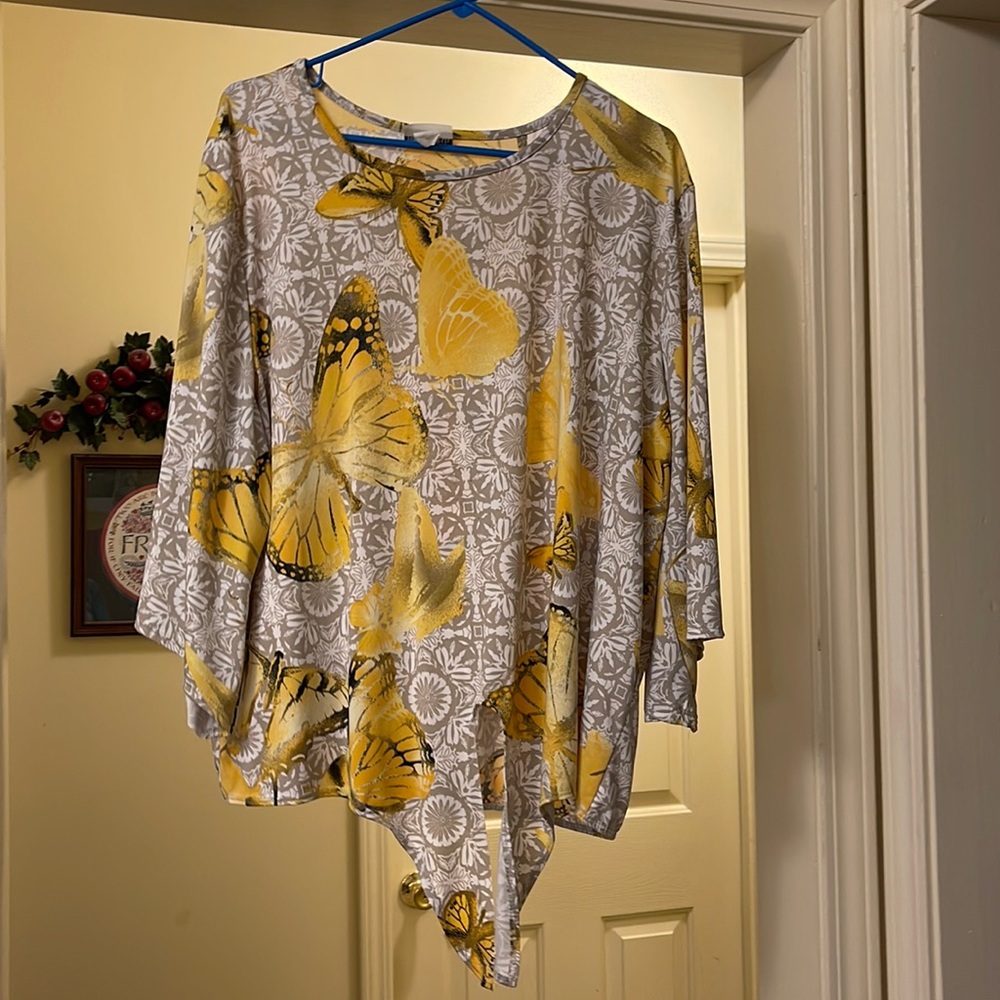 Yellow butterfly blouse